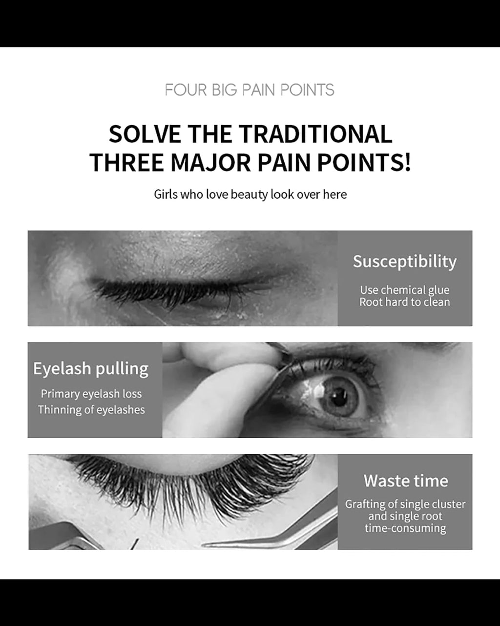 Magnetic False Eyelashes Kit with Applicator