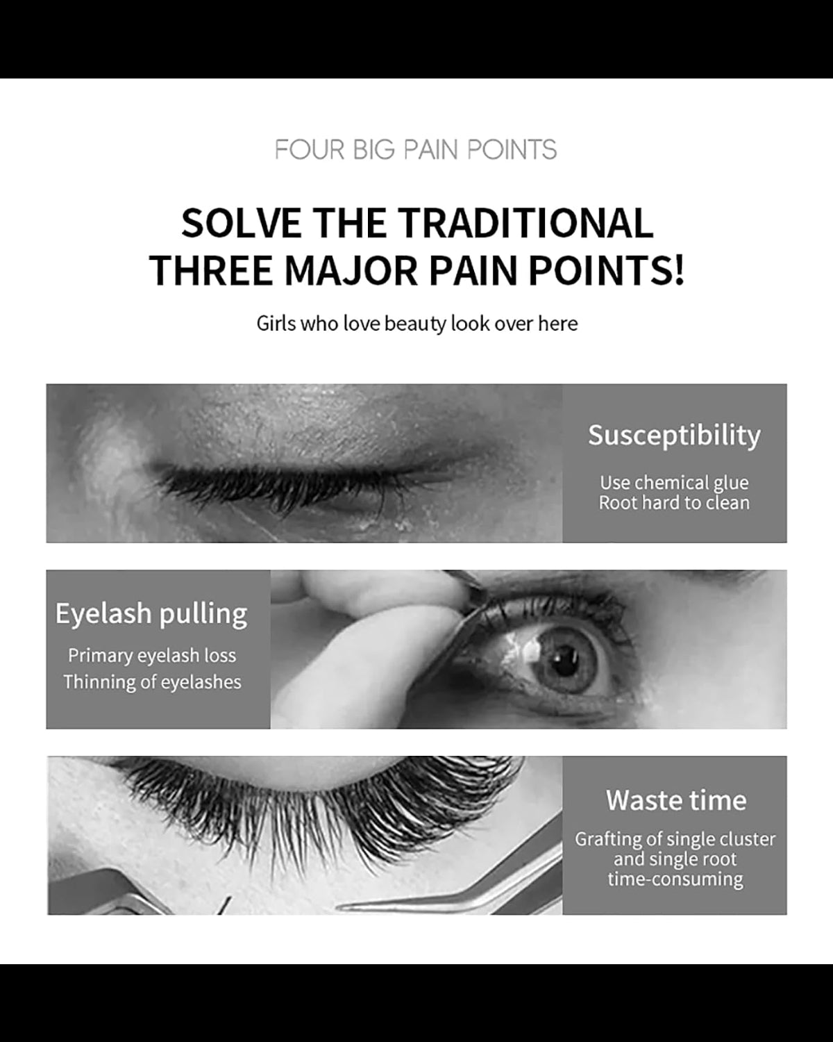 Magnetic False Eyelashes Kit with Applicator