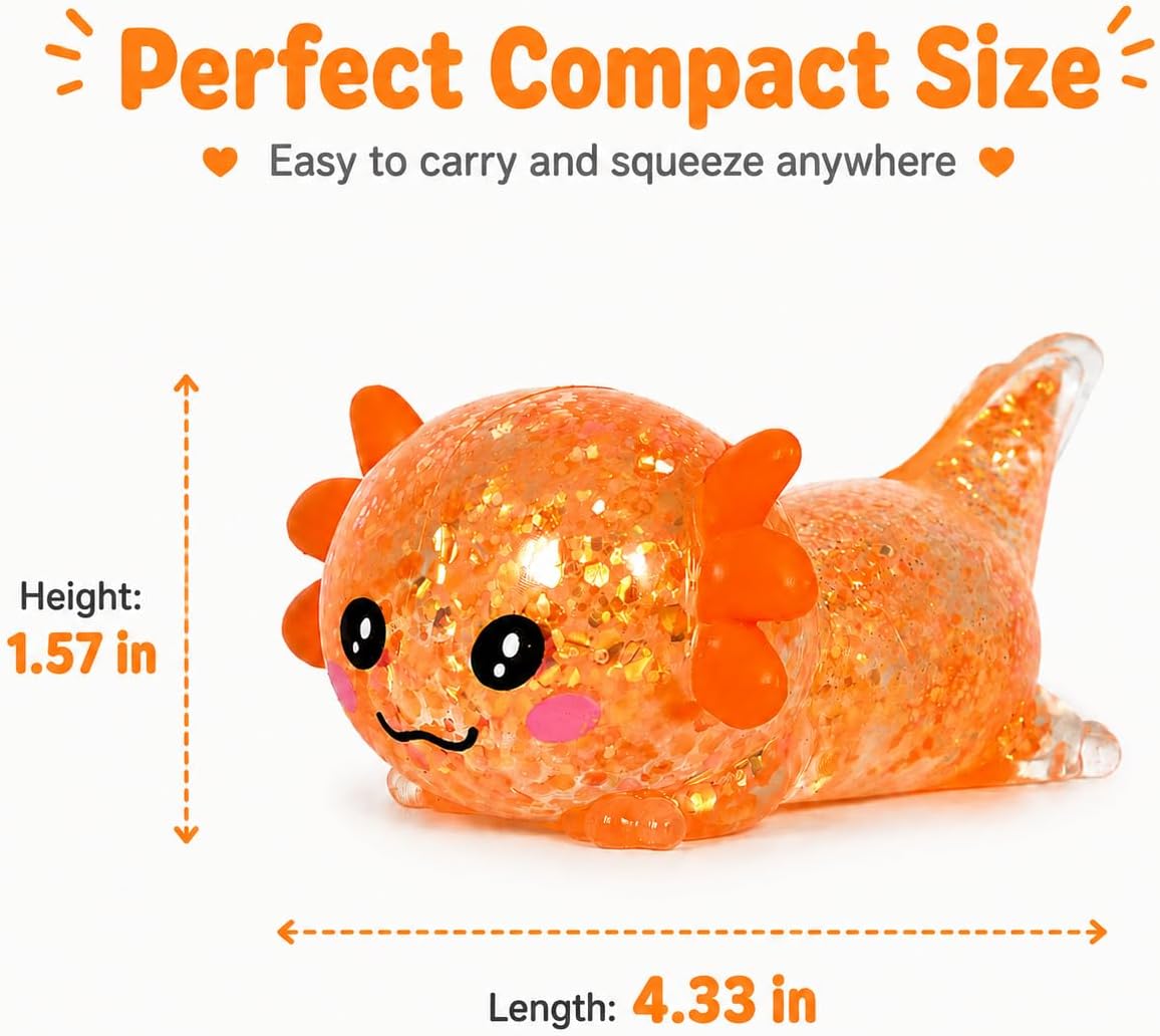 Glitter Axolotl Squishy Toy – Slow-Rising Sensory Fidget Toy