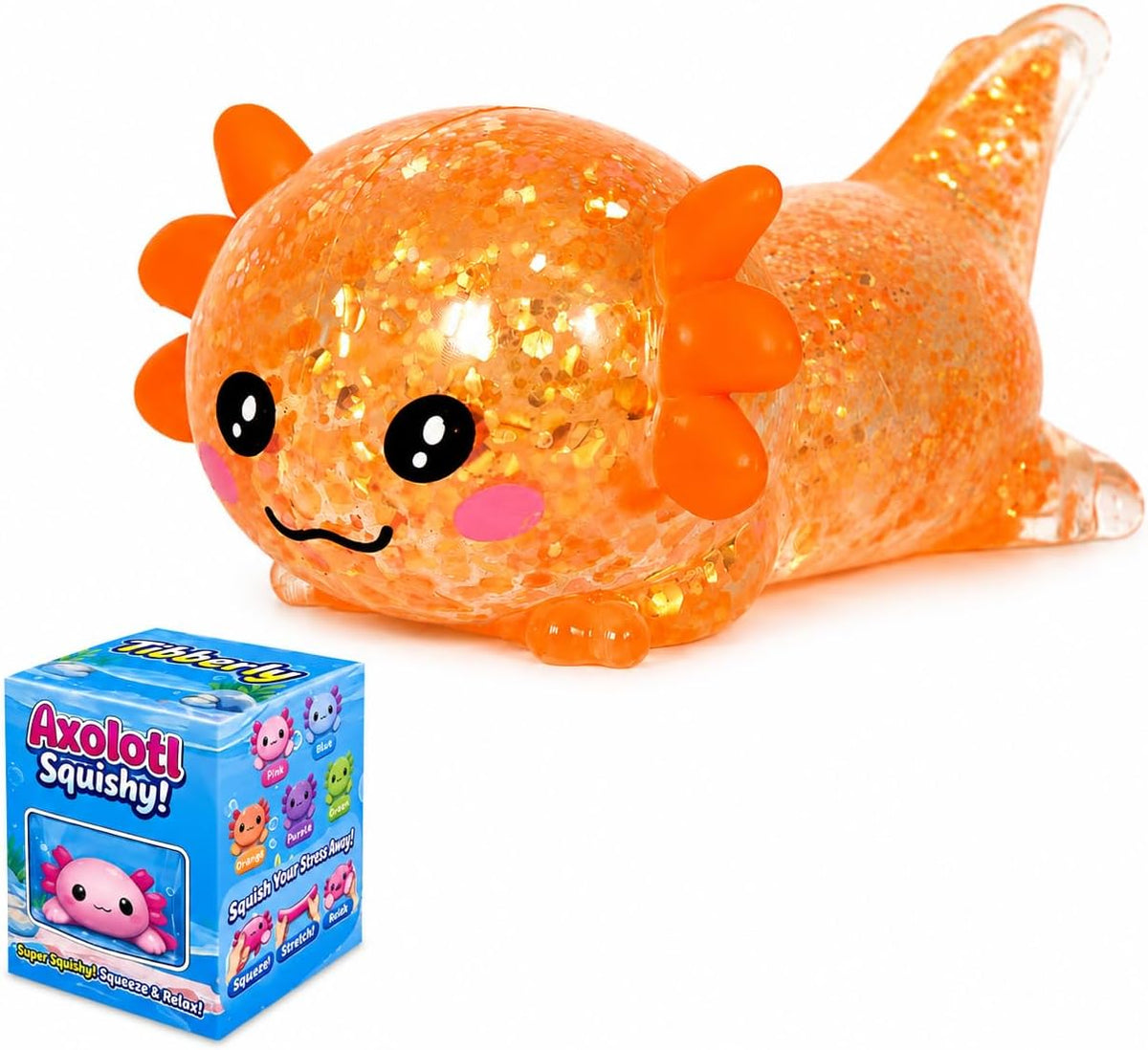 Glitter Axolotl Squishy Toy – Slow-Rising Sensory Fidget Toy