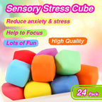 Mini Slow-Rising Stress Cubes – 24-Pack Colorful Squishy Fidget Toys