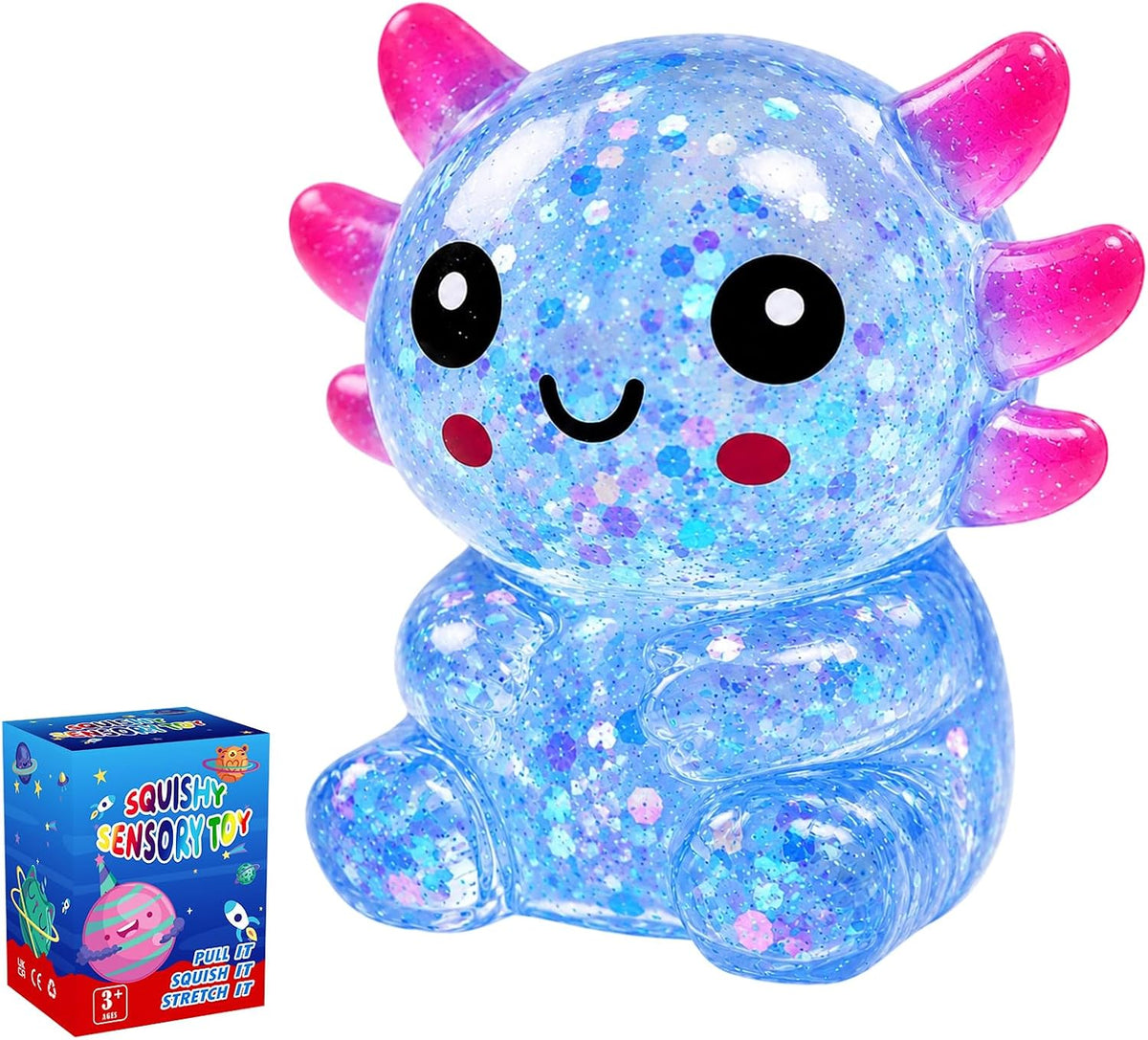 Glitter Axolotl Squishy Toy – Soft Sensory Squeeze Fidget