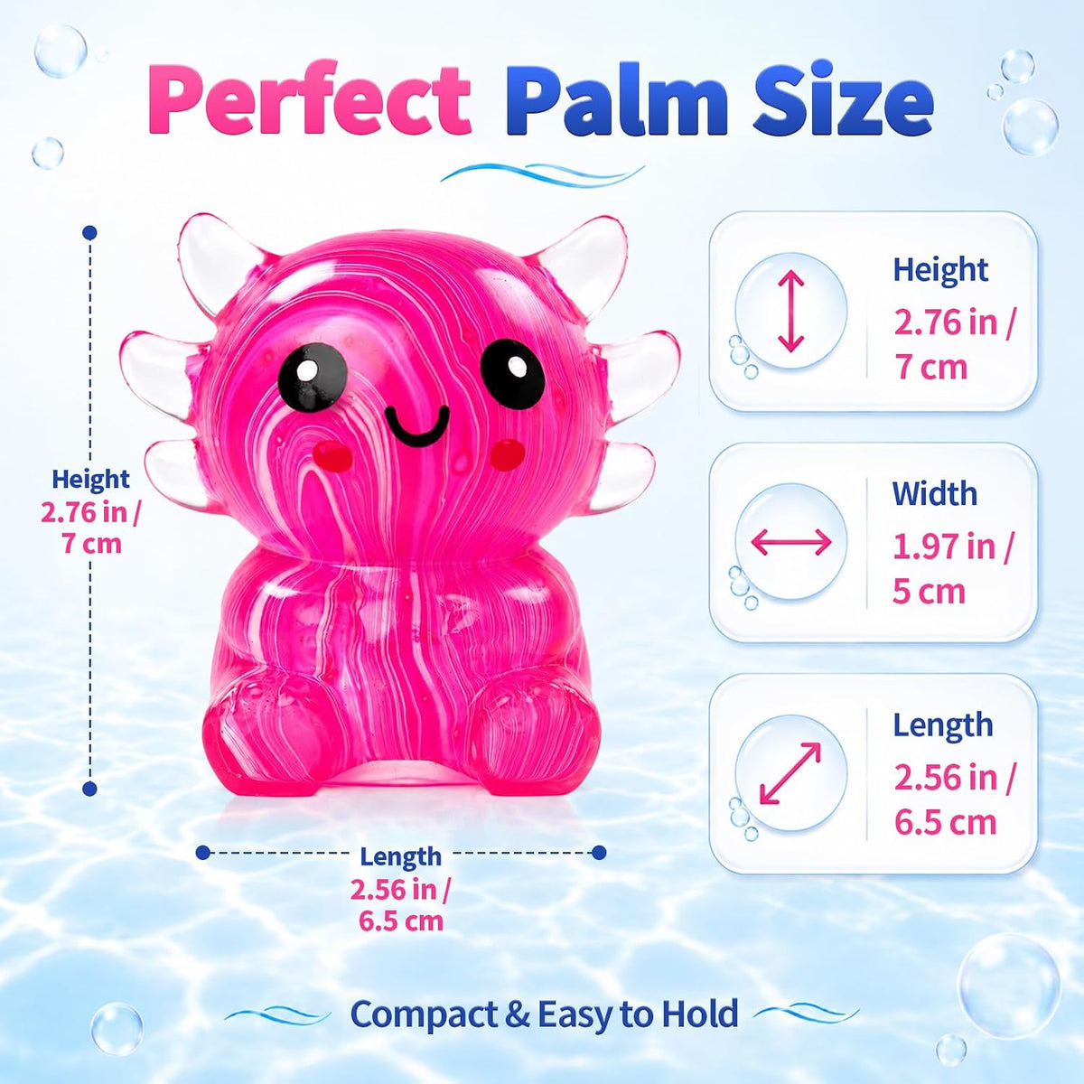 Glitter Axolotl Squishy Toy – Soft Sensory Squeeze Fidget