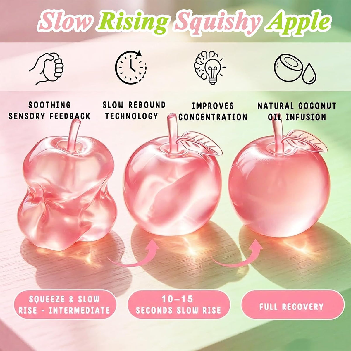 Apple Squishy Toys – Slow-Rising Fruit Squeeze Fidget Set