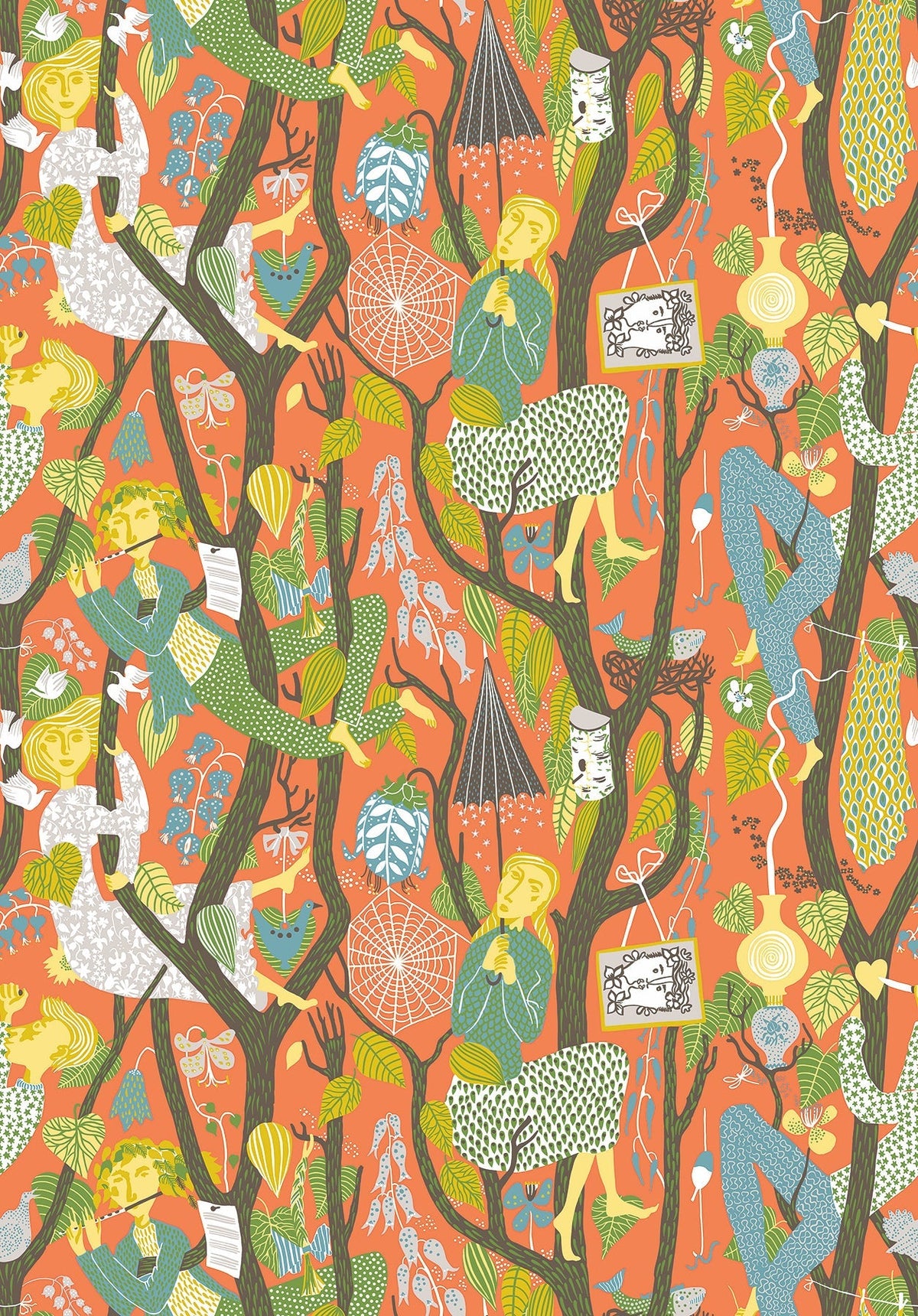 Wall Vision WV1755 Melodi Orange Folk Wallpaper