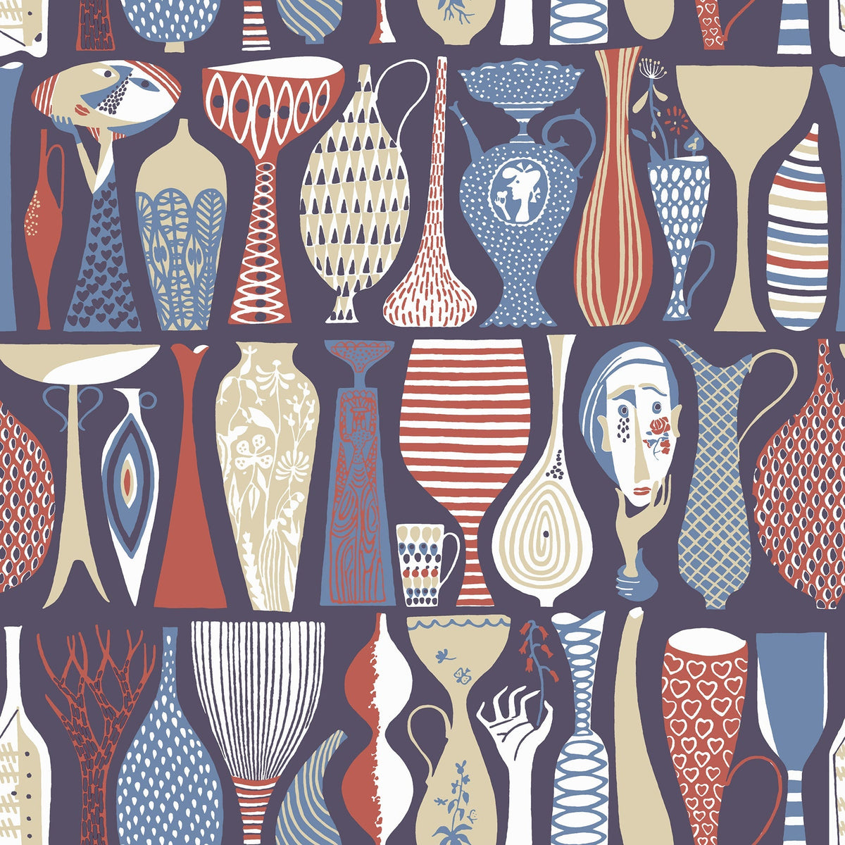 Wall Vision WV1760 Pottery Red Folk Wallpaper
